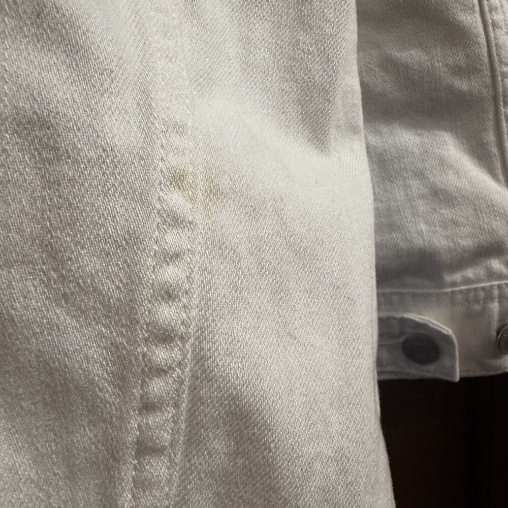 J Crew Women’s White Cropped Denim Classic Trucker Jacket Size M - Picture 16 of 16
